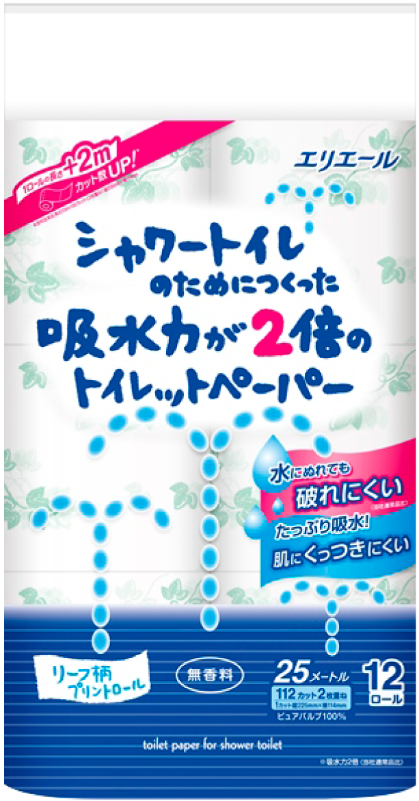 elleair 溫水洗淨便座專用衛生紙(無味)12捲入