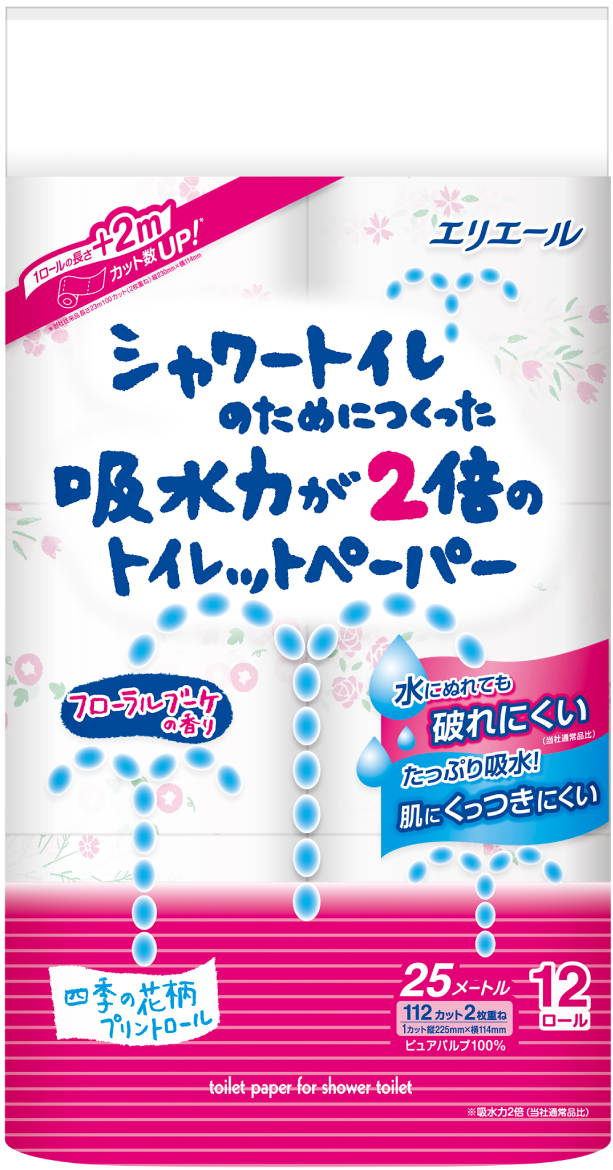 elleair 溫水洗淨便座專用衛生紙(花香)12捲入