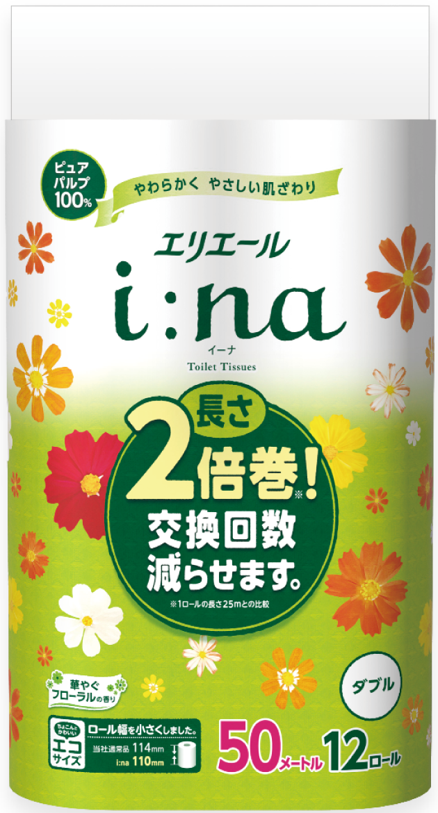 i:na2倍巻捲筒衛生紙12捲(雙層)50M-花香